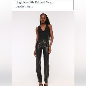 Barely worn ultra High Rise 90s straight Black Vegan Leather Pants Abercrombie